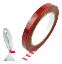 3 Fita Zebrada Vermelho P/lacradora Sacolas Lacra Saco 12mm X 100m