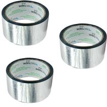 3 Fitas Adesivas Aluminizada Fita Laminada Instalação Ar Condicionado 3 Unidades 48 mm X 45 Metros 3 Fitas Adesivas Aluminizada Fita Laminada Instalação Ar Condicionado 3 Unidades 48 mm X 45 Metros