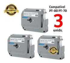 3 Fitas Compativel Etiquetador Pt70 Pt80 Pt90
