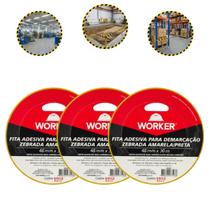3 Fitas Demarcação Solo Aderente 48mm X 30mt Zebrada Worker 3 Fitas Demarcação Solo Aderente 48mm X 30mt Zebrada Worker