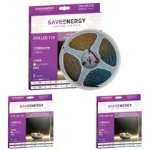 3 Fitas Led Luz Neutra 4000k 12w Ip65 12v 5m Save Energy 3 Fitas Led Luz Neutra 4000k 12w Ip65 12v 5m Save Energy