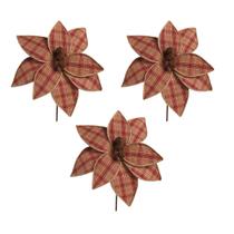 3 Flor De Natal Pick Bico De Papagaio Xadrez Com Guizo 30Cm - Magizi