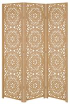 3 Folha Biombo Mandala Ambiente Divisor Madeira Mdf Cru Painel Divisória Separador De Ambiente