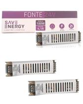 3 Fonte Driver Save Energy Bivolt 24v 100w 4,1A Para Perfil de Fitas Led 3 Fonte Driver Save Energy Bivolt 24v 100w 4,1A Para Perfil de Fitas Led