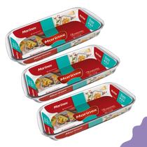 3 Forma Bolo Retangular Vidro 1,6L Nadir Forno Freezer