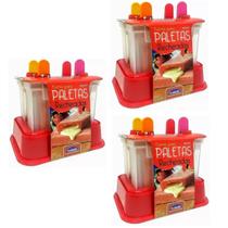 3 Forma De Picolé Para Paleta Mexicana Recheada C/ 12 Palito