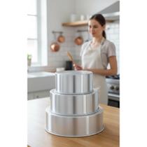 3 Formas Bolo Redondas Alumínio 20-25-30cm Altas