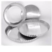 3 Formas Crespas 17 22 e 27cm Alumínio Polido Fundo Removível P/ Tortas Quiches