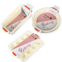 3 Formas de Silicone Assadeira para Cozinha Confeitaria Hercules Bakery sem Furo Assar no Forno Convencional ou Elétrico 3 Formas de Silicone Assadeira para Cozinha Confeitaria Hercules Bakery sem Furo Assar no Forno Convencional ou Elétrico