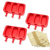 3 Formas de Silicone Molde para Fazer Picolé com 150 Palitos