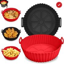 3 Formas Silicone Forro Pra Fritadeira Air Fryer Micro-ondas com alça