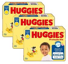 3 Fralda Descartavel Huggies Proteção Dia Jumbo Xxg 24 Unid