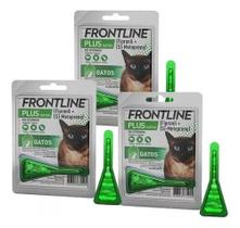 3 Frontline Plus Para Gatos Antipulgas E Carrapatos Kit
