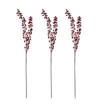3 Galho Natalino Berries Vermelhas Rústico Tradicional 80cm