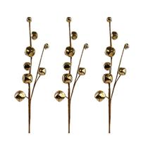 3 Galhos Guizo Dourado Metal Árvore De Natal Guirlanda 52cm