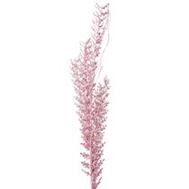 3 Galhos Natalinos folhagens rosa com brilho 70cm