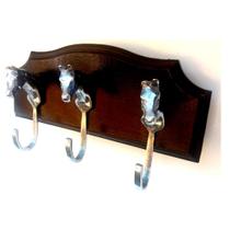3 Gancho Decorativo Cavalo Parede Aluminio Cabideiro/madeira