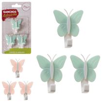 3 Ganchos Adesivos decorativos borboleta até 500g Multiuso Art House