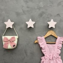 3 Ganchos de parede infantil decoração estrela rosa 3EsMk6