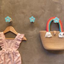 3 Ganchos infantil borboleta flor coração nuvem quarto bebê Cor:Flor