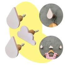 3 Ganchos parede infantil menina gota céu pingo nuvem rosa