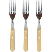 3 Garfo De Mesa Inox Com Cabo De Madeira 19 cm 3 Garfo De Mesa Inox Com Cabo De Madeira 19 cm