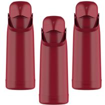 3 Garrafa Térmica Vermelha Magic Pump 1.8 Litros Quente 12H Café Chá Termolar