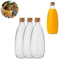 3 Garrafas de Vidro Colmeia Com Tampa Rolha P/ Bebidas 630ml
