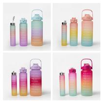 3 Garrafas Motivacional Squeze Tricolor Para Academia Agua 3 Garrafas Motivacional Squeze Tricolor Para Academia Agua