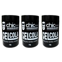 3 Géis Cola Fixação Extra Forte Profissional Chic Hair 1KG