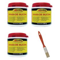 3 Graxa De Silicone Allchem Incolor 100g + Trincha 3/4 Pol