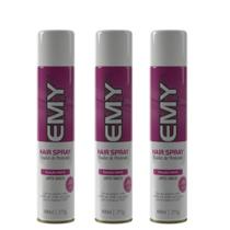 3 Hair Spray Fixador de Penteado Fixação Forte EMY 400ml