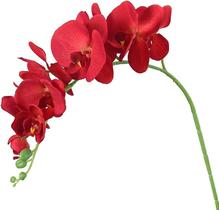 3 Haste Flores Orquídeas Artificial Toque Real 3D Vermelho