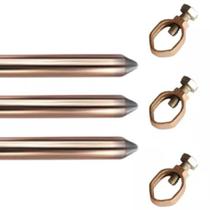 3 haste para aterramento cobre 1 metro 10mm 3/8 com conector