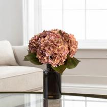 3 Hastes de Flor Hortênsia Artificial Cores Rosa e Branca, Ideal para Arranjos Florais - DE3623