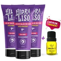 3 Hidraliso Liso de Salão em Casa Progressiva de Chuveiro 200ml - Hidra Liso