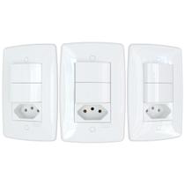 3 Interruptores Duplo simples com tomada 10A Branco Finesse+ B.lux