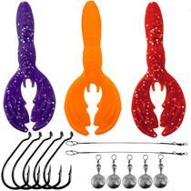 3 Iscas Mini Craw + Anzol Offset + Chicote + Down Shot 10g