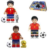 3 JOGADORES DE FUTEBOL Melhor Coleção Espanha Campeão Copa do Mundo em Blocos de Montar Lestgo 33 peças