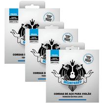3 Jogos De Cordas Para Violão Aço 010 Solez Monterey Prata