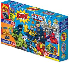 3 jogos em 1 quebra cabeça memória dominó liga defensores - GGB BRINQUEDOS 3 jogos em 1 quebra cabeça memória dominó liga defensores - GGB BRINQUEDOS