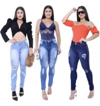 3 Kit C/ Jeans Feminina Skinny Levanta Bumbum Modelos