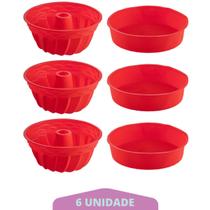 3 Kit Forma Espiral + Forma Redonda Sortida Pudim Silicone