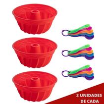 3 Kit Forma Silicone Espiral Sortida + Colher Medidora 5Pç - QUALITY HOUSE