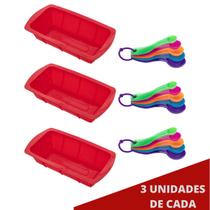 3 Kit Forma Silicone P Pães Sortida + Colher Medidora 5 Pçs 3 Kit Forma Silicone P Pães Sortida + Colher Medidora 5 Pçs