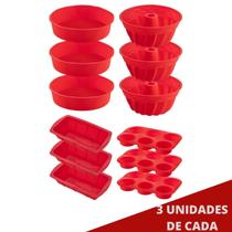 3 Kit Formas Silicone Redonda Espiral Pães Cupcake Sortida 3 Kit Formas Silicone Redonda Espiral Pães Cupcake Sortida