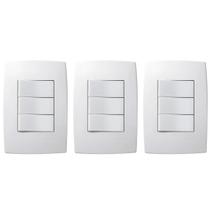 3 Kit Interruptor C/ Placa 3m Simples Branco 250v Pialplus