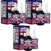 3 Kit Mdf Cola Instantânea + Catalisador Acelerador 190ml Almasuper 3 Kit Mdf Cola Instantânea + Catalisador Acelerador 190ml Almasuper