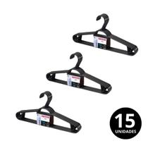 3 Kits Cabide Pendura Mais 5 Peças Preto 3 Kits Cabide Pendura Mais 5 Peças Preto
