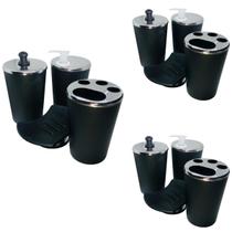 3 Kits Conjunto de Banheiro Lavabo 4 Peças Kit Lavabo Preto